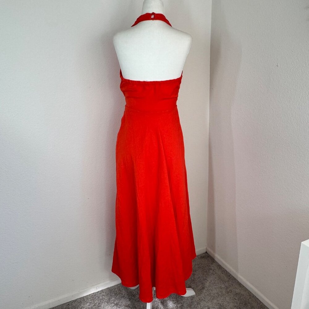 ASTR The Lable DRESS Halter Neck Flare Red Chili Size XS Picnic Brunch Midi - Picture 3 of 14